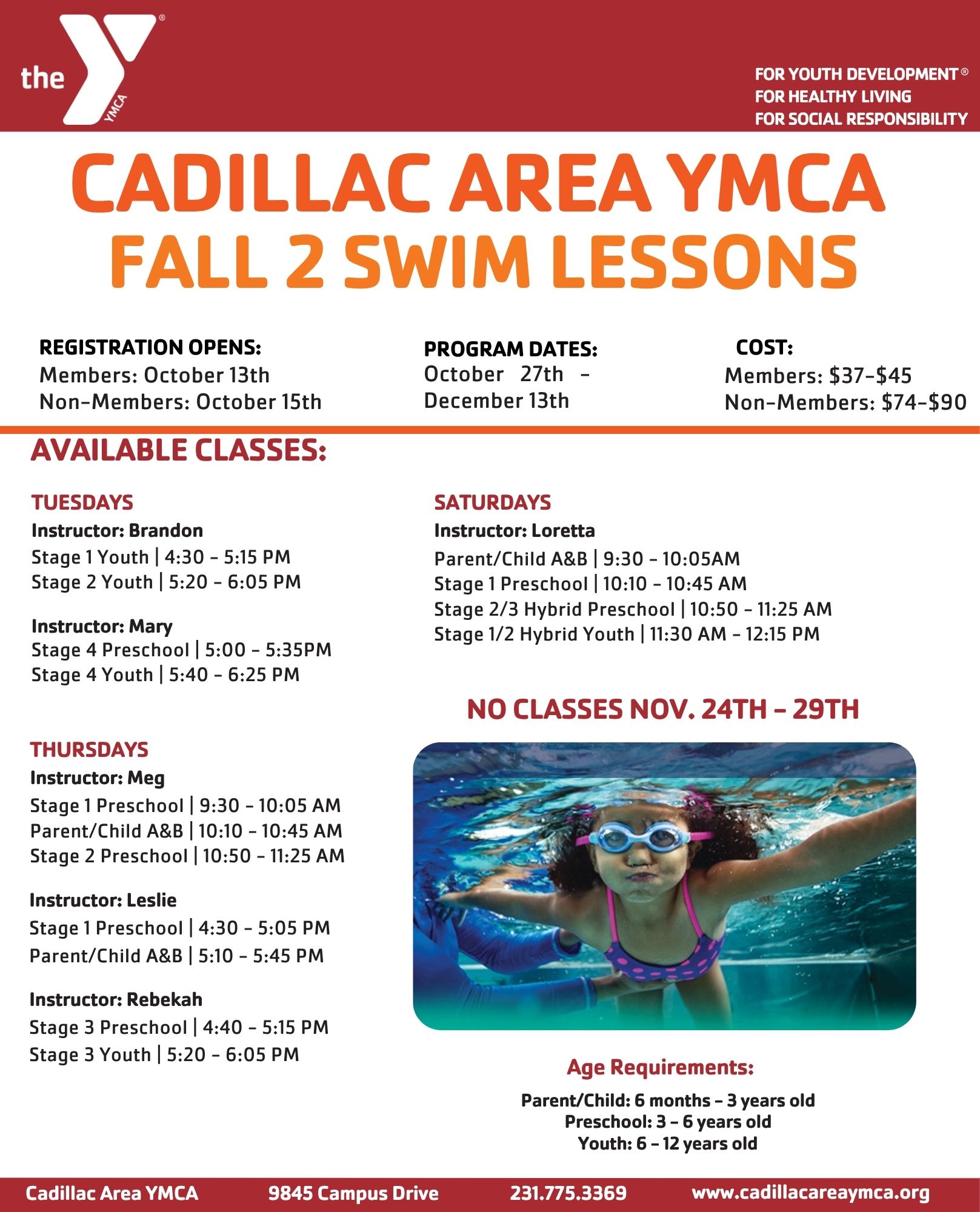Fall 2 Swim Lessons 2025